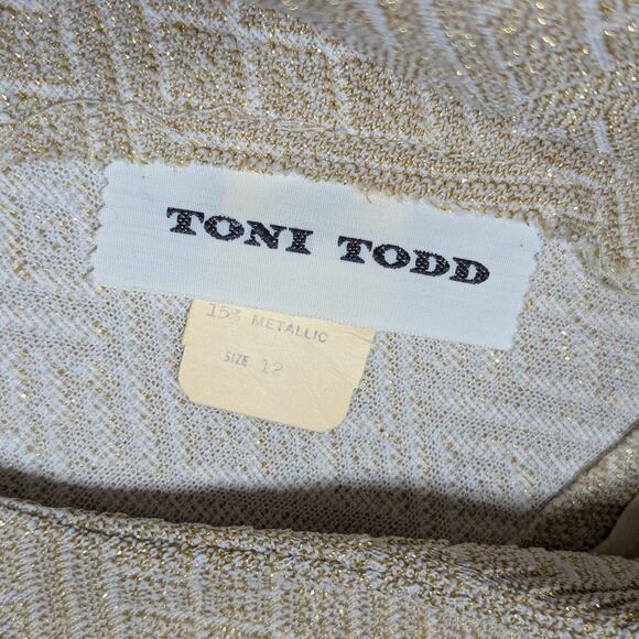 Vintage Metallic Belted Fringe Mini Dress Sleeveless Toni Todd Glam Date Night - Picture 6 of 7